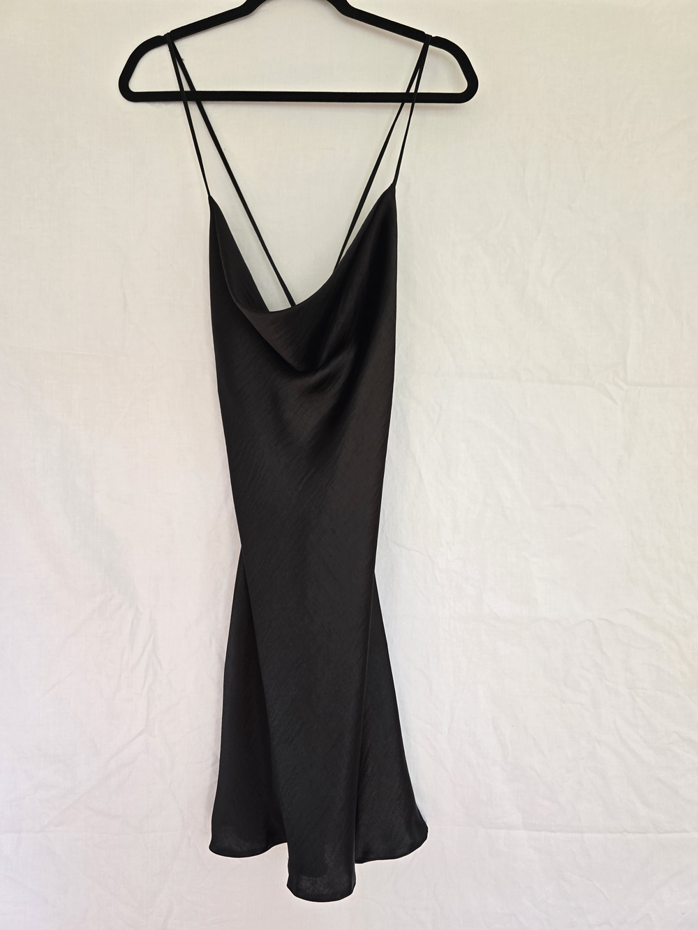 ASOS Black Satin Slip Mini Dress with Cowl Neck